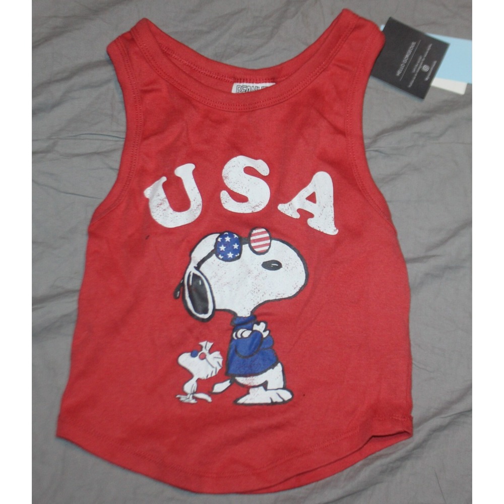 girls peanuts USA cropped tank top NEW size L NEW